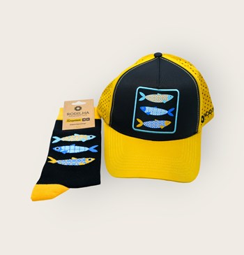 Pack Gorro y Calcetines Sardina Grande (Amarillo y Negro)